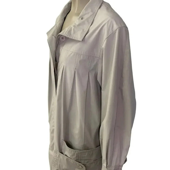 Time Collection Lightweight Pleated Long Trench Coat Women Size 8 Tan Oversized - Picture 7 of 16